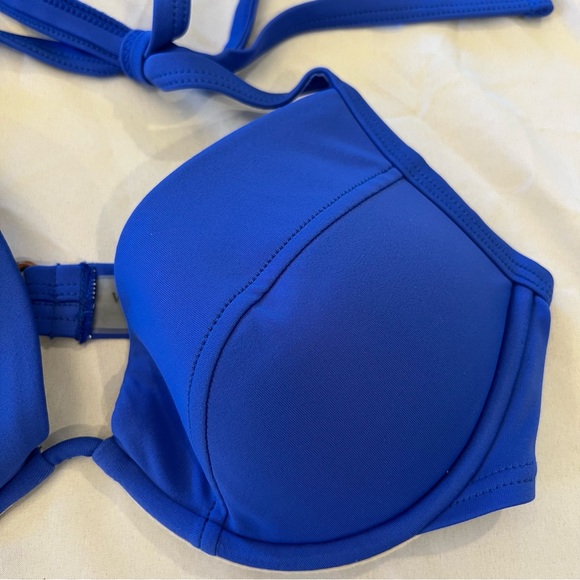 Victoria’s Secret Halter Bikini Swimsuit Top Push Up Removable Padding Size 34B - Picture 4 of 14
